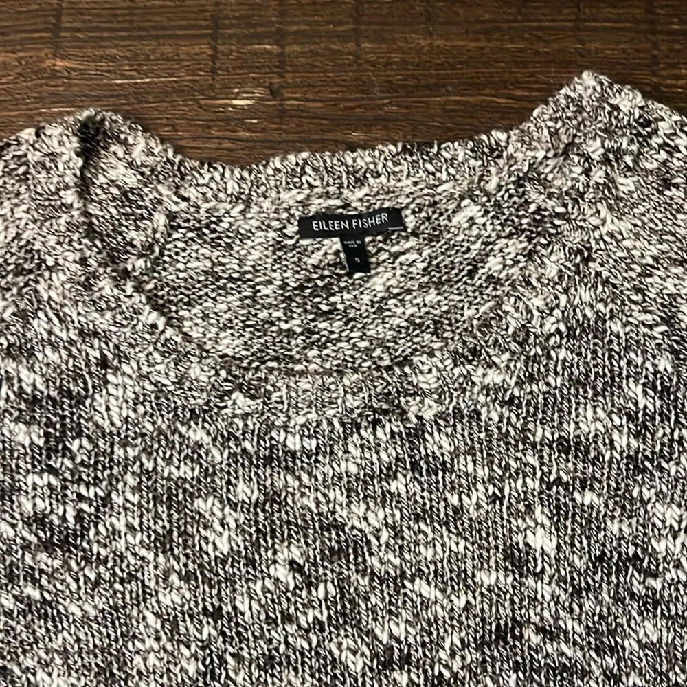 Eileen Fisher Black and White Crew Neck Sweater - Picture 3 of 4